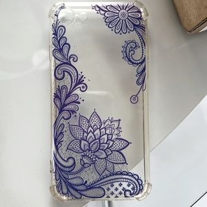 iPhone 8 Clear Case with Purple Motifs and Padded airbag corners-drop protection